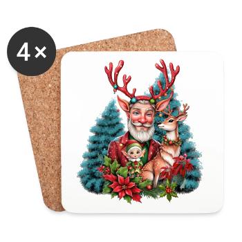 Une illustration de Noël fantaisiste. - Dessous de verre (lot de 4) - blanc - Devant