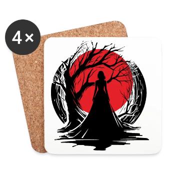 Femme Contemplation profonde - Dessous de verre (lot de 4) - blanc - Devant