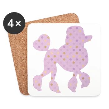 Pudel Dots rosa Hunde Fan Punkte Hunde Liebe Herz - Untersetzer (4er-Set) - Weiß - Vorne