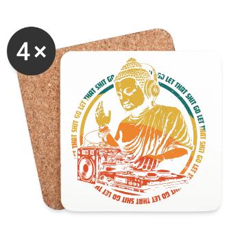 Bouddha DJ - Dessous de verre (lot de 4) - blanc - Devant