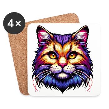Chat - Dessous de verre (lot de 4) - blanc - Devant