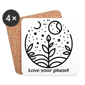 Nature - Aimez votre planète - Dessous de verre (lot de 4) - blanc - Devant