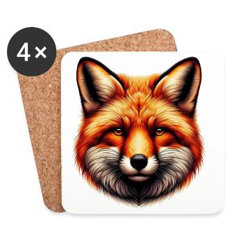 Renard - Dessous de verre (lot de 4) - blanc - Devant