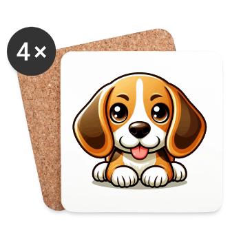 Niedlicher Beagle-Hund - Untersetzer (4er-Set) - Weiß - Vorne