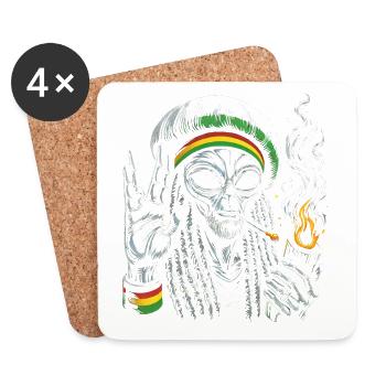 Rasta Alien – Chill und kosmische Vibes Design - Untersetzer (4er-Set) - Weiß - Vorne