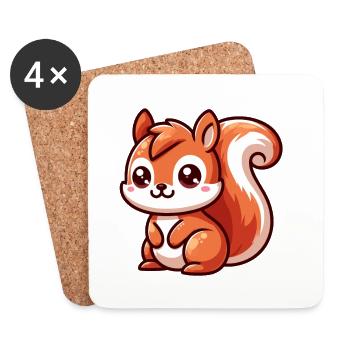 Kleines süßes Eichhörnchen - Untersetzer (4er-Set) - Weiß - Vorne