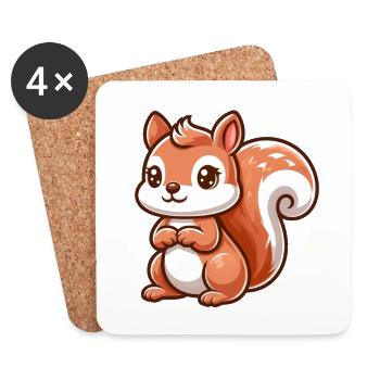 Écureuil caramel cartoon - Dessous de verre (lot de 4) - blanc - Devant