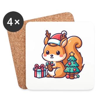 Little Christmas Squirrel - Coasters (set of 4) - white - Front