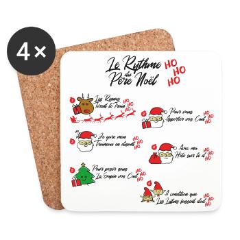 Père Noel Rythme hohoho - Dessous de verre (lot de 4) - blanc - Devant