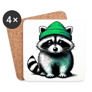Waschbär - Untersetzer (4er-Set) - Weiß - Vorne