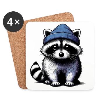 Waschbär - Untersetzer (4er-Set) - Weiß - Vorne