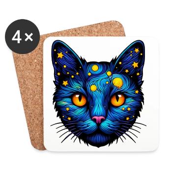 Cat - Coasters (set of 4) - white - Front