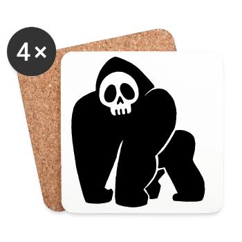 Black Gorilla Skull - Coasters (set of 4) - white - Front