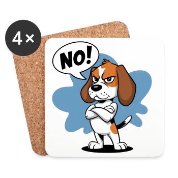 Ausdrucksstarke Beagle Cartoon Illustration - Untersetzer (4er-Set) - Weiß - Vorne