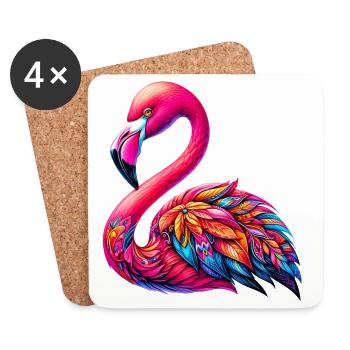 Flamingo - Untersetzer (4er-Set) - Weiß - Vorne