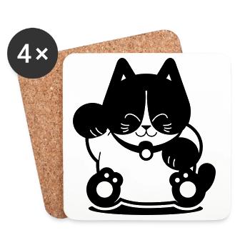 Tuxedo Cat - Untersetzer (4er-Set) - Weiß - Vorne