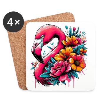 Flamant - Dessous de verre (lot de 4) - blanc - Devant