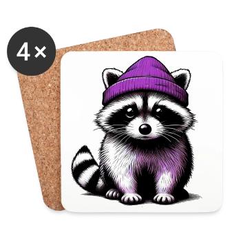 Waschbär - Untersetzer (4er-Set) - Weiß - Vorne