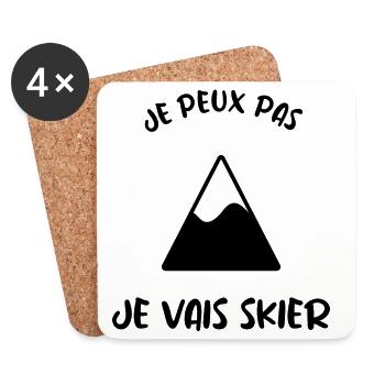 I CAN'T. SKI. SKI. RACKET. SNOW. SNOWBOARDING - Coasters (set of 4) - white - Front
