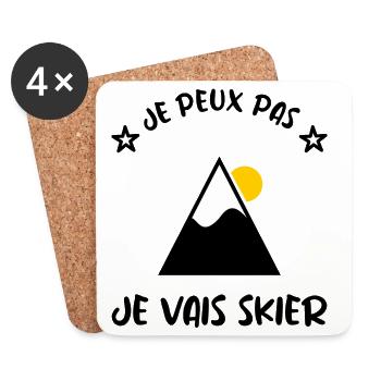 I CAN'T. SKI. SKI. RACKET. SNOW. SNOWBOARDING - Coasters (set of 4) - white - Front