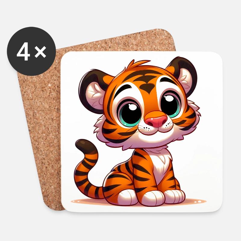 Tiger - Untersetzer (4er-Set) - Weiß