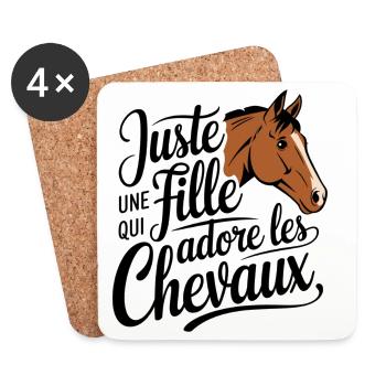 Juste Une Fille Qui Adore Les Chevaux Équitation - Dessous de verre (lot de 4) - blanc - Devant