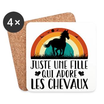 Juste Une Fille Qui Adore Les Chevaux Équitation - Dessous de verre (lot de 4) - blanc - Devant