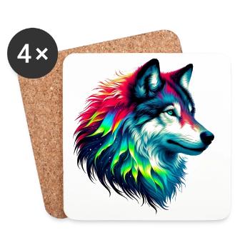 Loup - Dessous de verre (lot de 4) - blanc - Devant