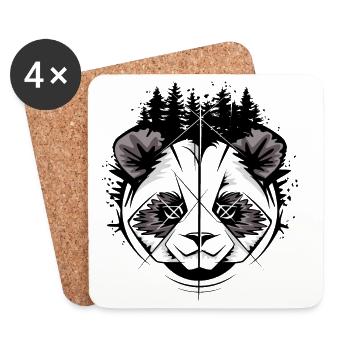 Pandakopf im Comicstil – Wald & Natur Illustration - Untersetzer (4er-Set) - Weiß - Vorne