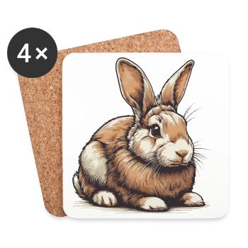 Lapin - Dessous de verre (lot de 4) - blanc - Devant