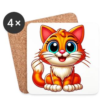 Cat - Coasters (set of 4) - white - Front