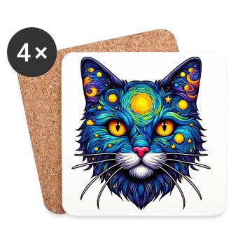 Cat - Coasters (set of 4) - white - Front