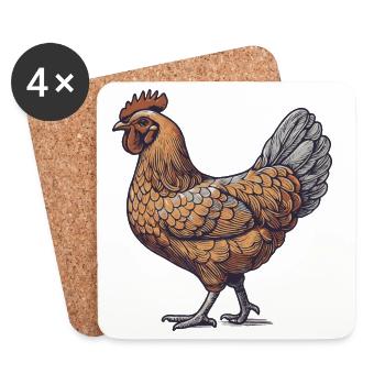Coq - Dessous de verre (lot de 4) - blanc - Devant
