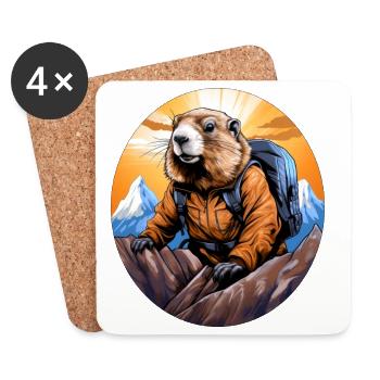 Marmotte Mountaineer / Randonnée Marmottes - Dessous de verre (lot de 4) - blanc - Devant