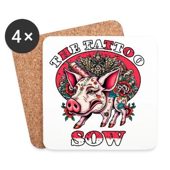 Die Tattoo Sau - Untersetzer (4er-Set) - Weiß - Vorne