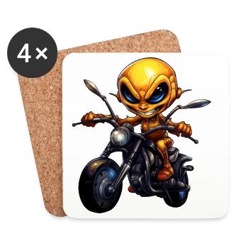 Ants Motorcycle / Motorcyclist Ant - Coasters (set of 4) - white - Front
