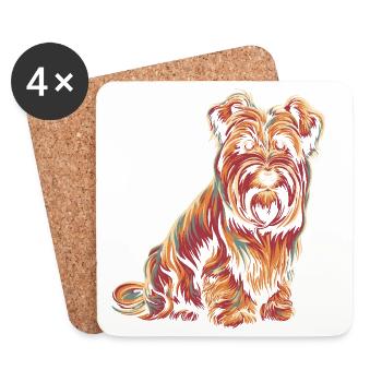 Colorful Terrier Portrait - Coasters (set of 4) - white - Front