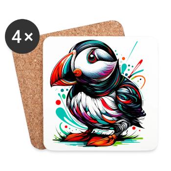 Macareux - Dessous de verre (lot de 4) - blanc - Devant