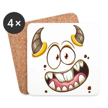 Monster mit süssem Gesicht Faschinskostüm Karneval - Untersetzer (4er-Set) - Weiß - Vorne