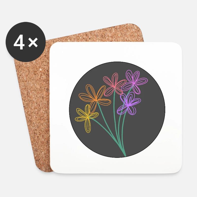 Blumenliebe - Untersetzer (4er-Set) - Weiß