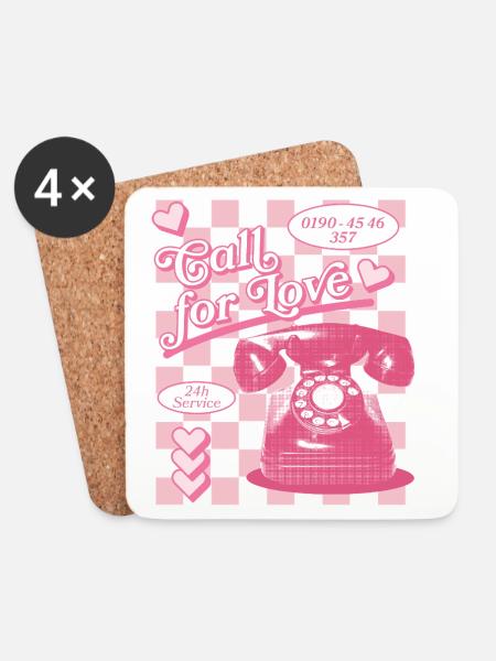 Call for Love Hotline Ästhetik - Untersetzer (4er-Set) - Weiß