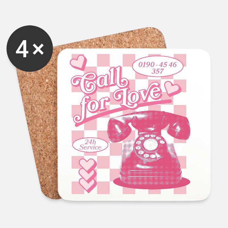 Call for Love Hotline Ästhetik - Untersetzer (4er-Set) - Weiß
