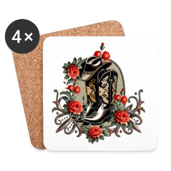 Cowboy Hearts: A Poem of Boots and Flowers. - Coasters (set of 4) - white - Front