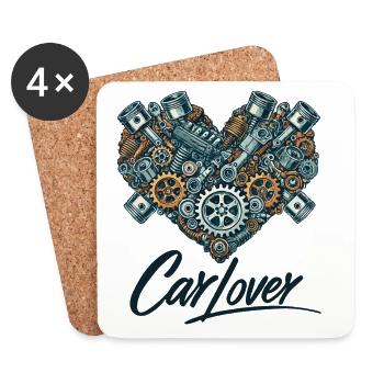 Car Lover Heart - Untersetzer (4er-Set) - Weiß - Vorne