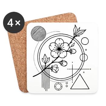 Sakura Flowers – Aesthetic Balance from Nature - Coasters (set of 4) - white - Front
