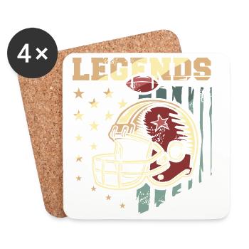 American Football Legends – Vintage Gold Design - Untersetzer (4er-Set) - Weiß - Vorne