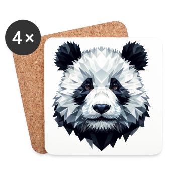 Panda Face Polygon Art Geometry - Coasters (set of 4) - white - Front