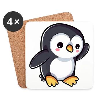Süßer Cartoon Pinguin winkt - Untersetzer (4er-Set) - Weiß - Vorne