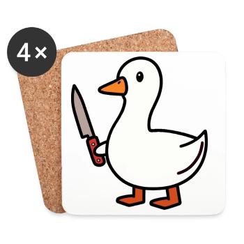 White Goose Duck Duckling Knife Defense Defense - Coasters (set of 4) - white - Front