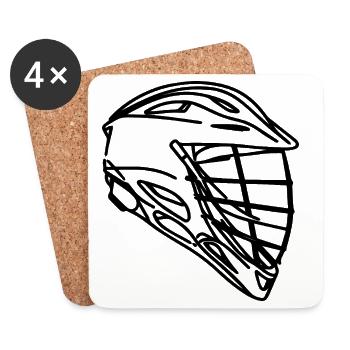 Lacrosse Helmet Drawing - Coasters (set of 4) - white - Front